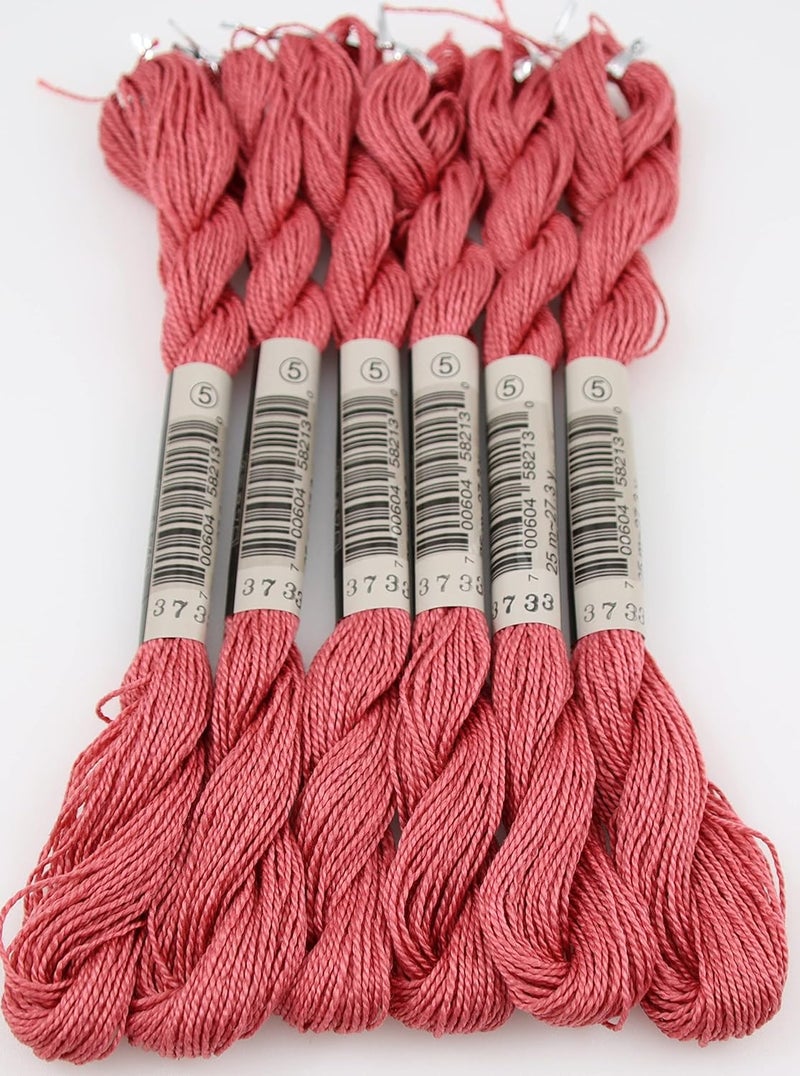KCS 25 M/Skein Mercerized Pearl Cotton Crochet Needlepoint Thread,Size 5,6 skeins,Dusty Rose - Image 5